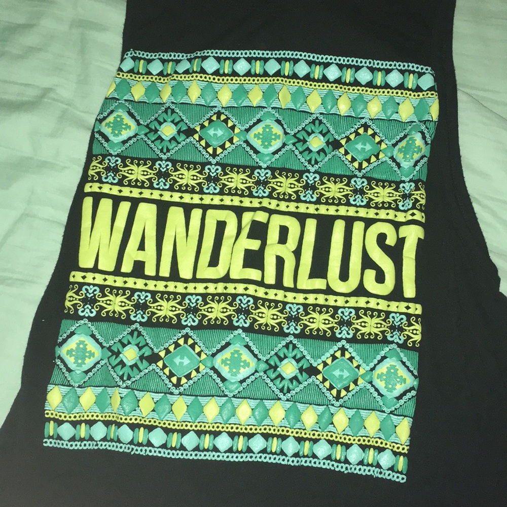 Black wanderlust muscle tank